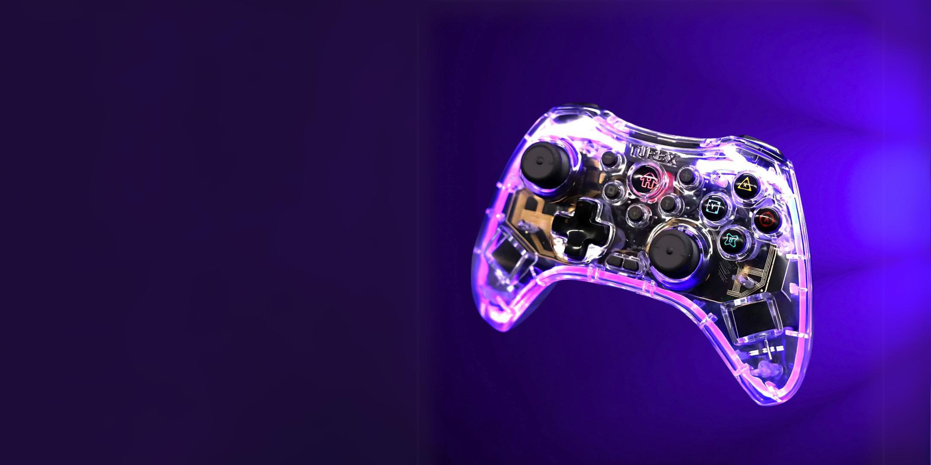 TurbX Gaming Controller for cloud & mobile gamer. This is a feature Image of:Turbx_Gaming_Controller_with_Neon_Breathing_LED_Lights-7-in-1-wireless-game-controller-set-7-in-1_Wireless_Game_Controller_Set_Ultimate_Gamepads_for_Cloud_Mobile_Gaming-Hero_Banner