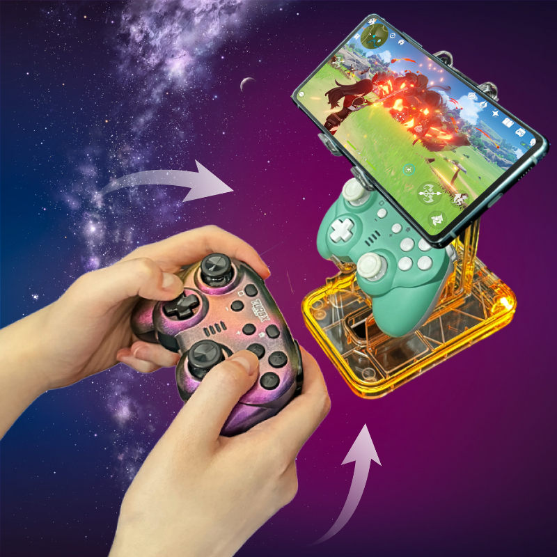 TurbX Prism Shift Mini wireless gamepad with iridescent finish
