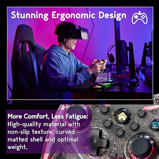 7-in-1 Wireless Game Controller Set | Switch/iPhone/Android/PC/Steam.Bluetooth Gamepad w/ non-slip phone grip for mobile gaming, finger sleeves for enhanced phone control, & Bluetooth adapter to wirelessly connect with computer. Seamless Compatible to Multi-Platforms video game consoles & mobile platforms: Nintendo Switch, PS4/PS3, iPhone/Android, iOS MFi/Apple Arcade, PC/Mac OS & Steam/Epic